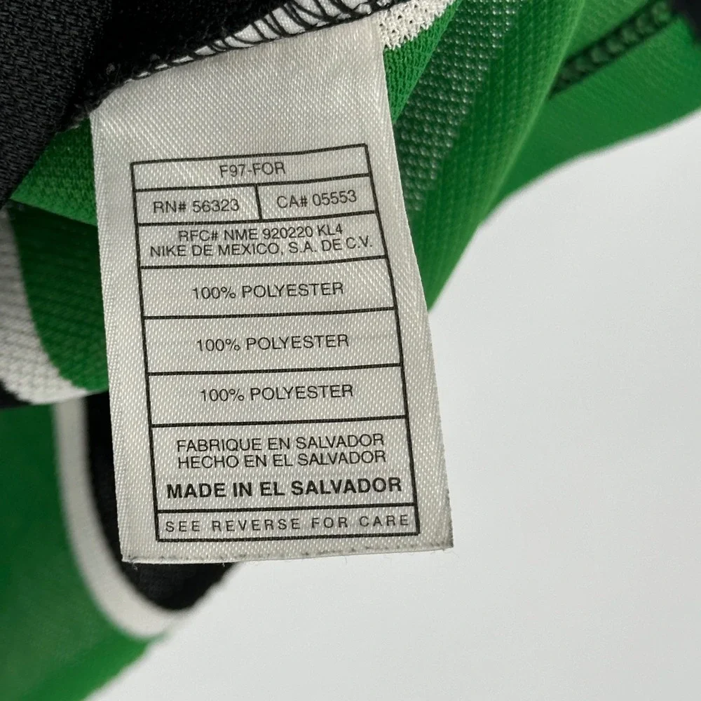Vintage 90s Nike Team Soccer Striped Jersey Green Black White Mesh Mens Medium